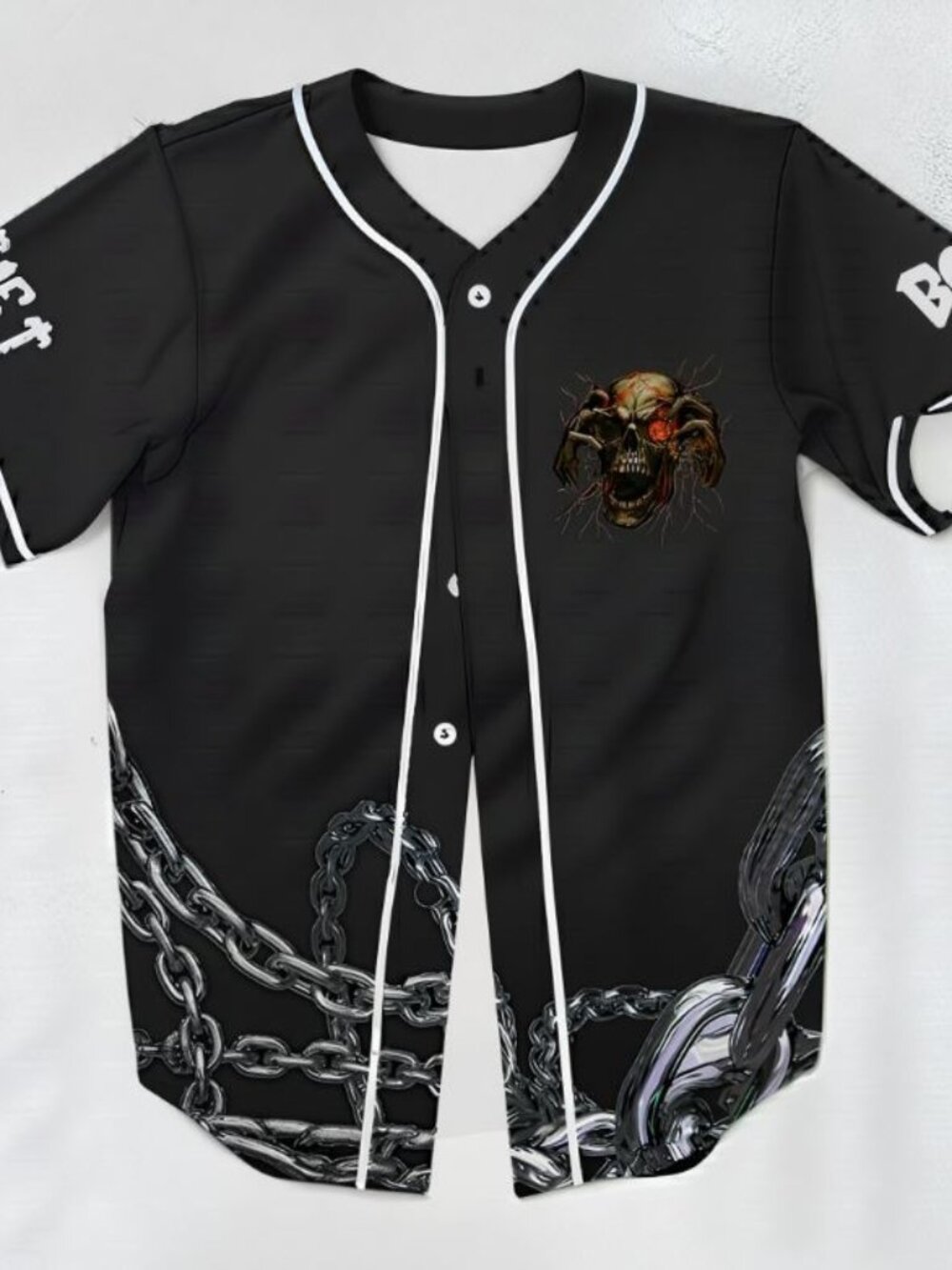 Boogie T Skull 3D Print Baseball Jersey EDM Rave Festival Unisex Black